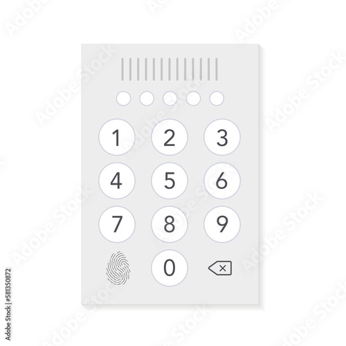 Intercom guard icon cartoon vector. Video door. Fingerprint. Alarm camera. Modern intercom with a white camera on a transparent on a white background. Device for home security. Vector illustration