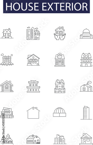 Fotografia, Obraz House exterior line vector icons and signs