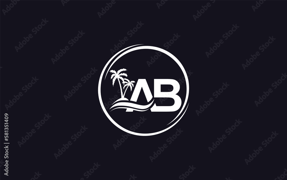 Nature water wave and beach tree logo design with the letters and alphabets Nature water wave and beach tree logo design with the letters and alphabets