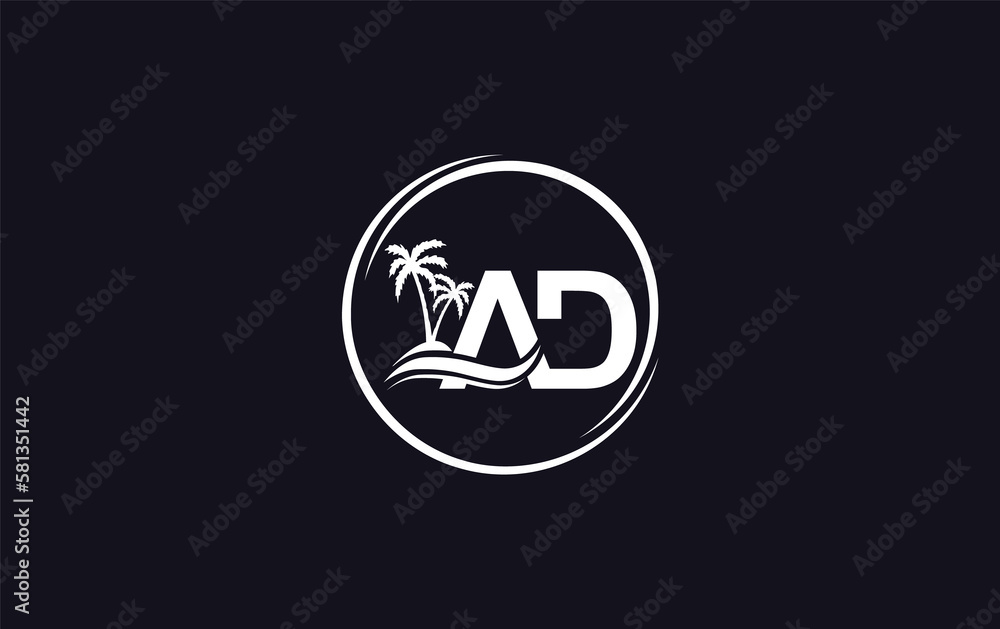 Nature water wave and beach tree logo design with the letters and alphabets Nature water wave and beach tree logo design with the letters and alphabets