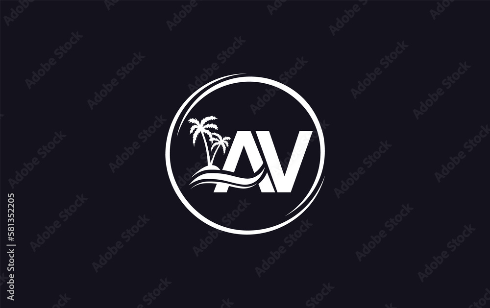 Nature water wave and beach tree logo design with the letters and alphabets Nature water wave and beach tree logo design with the letters and alphabets