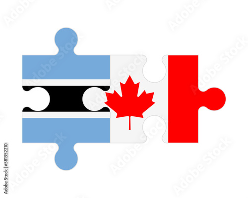 Puzzle of flags of Botswana and Canada, vector