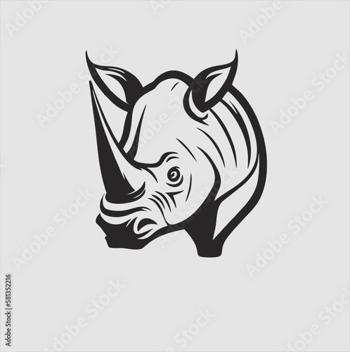 Rhinoceros head design vector on white background. Wild animal. Easy to edit layered vector illustration.