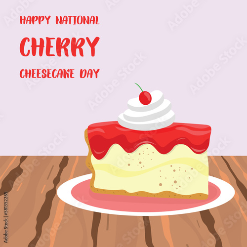 National Cherry Cheesecake Day. Design suitable for greeting card poster and banner