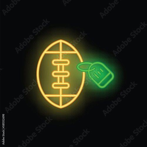 Rugby ball icon outline vector. Shop store. Online seller neon color isolated on black