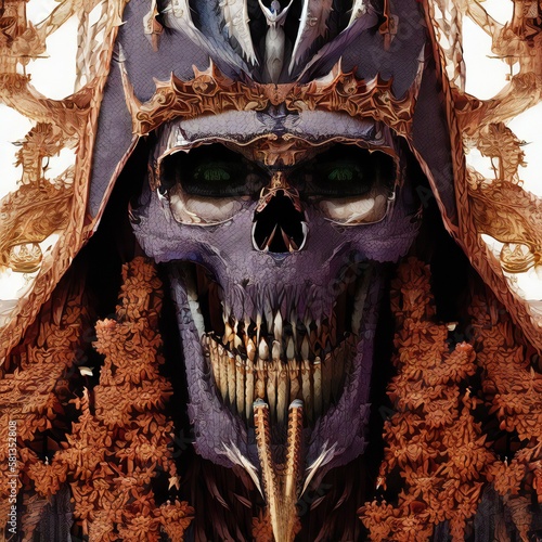 skeleton god, undead lord, digital illustration, Generative AI.