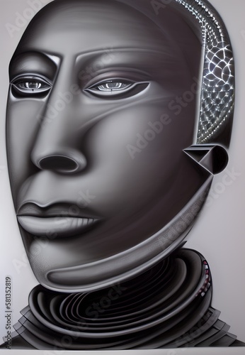 Abstract human face. Charco...