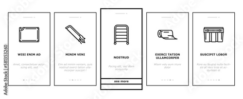 butcher food meat beef onboarding icons set vector