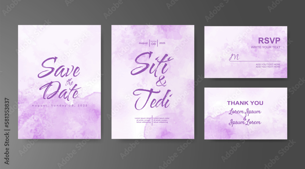 Wedding invitation with abstract watercolor background Wedding invitation with abstract watercolor background