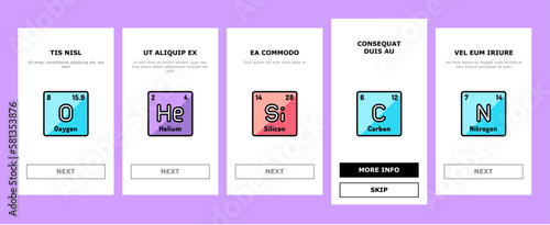 chemical science chemistry onboarding icons set vector