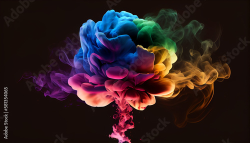 Generated image with AI, colorful smoke