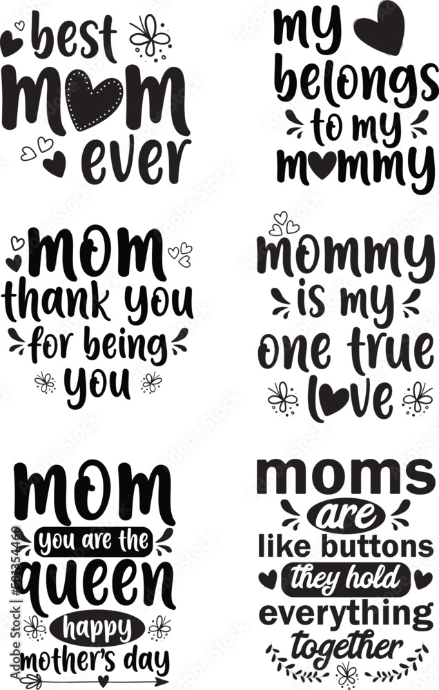  Mother's Day Typography T-Shirt Design SVG Sublimation bundle Modern Quotes Calligraphy Lettering For Happy Mother's Day 