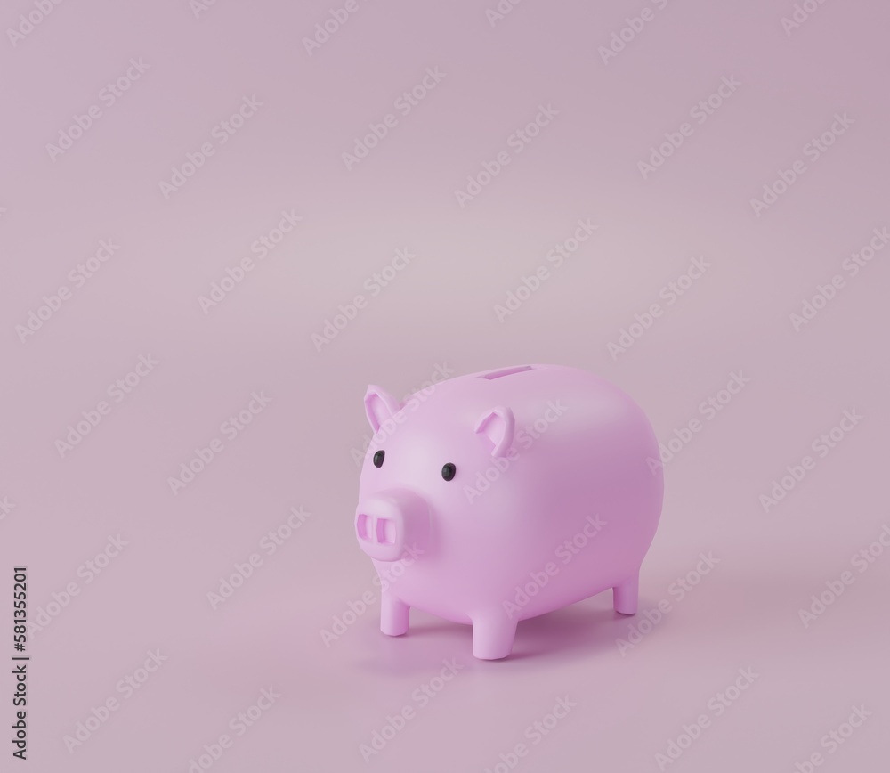 3D Piggy bank, piggy bank icon. 3d rendering illustration.