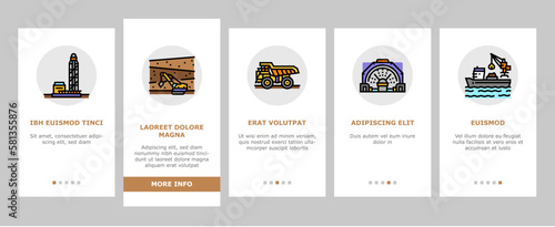 steel production industry metal onboarding icons set vector
