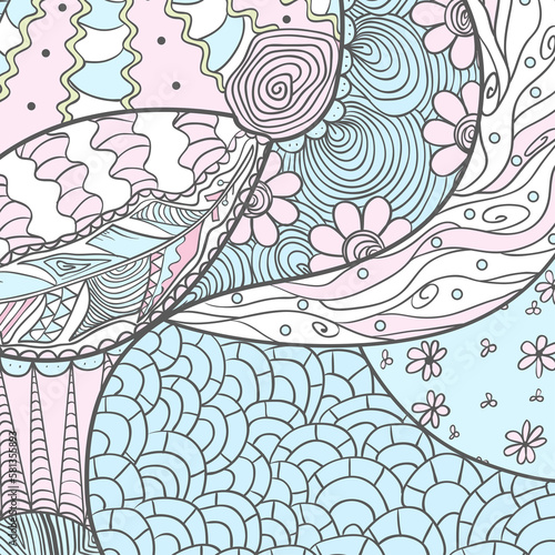 Wallpaper Mural Square colored pattern. Hand drawn mandala. Design for spiritual relaxation for adults. Print for flyers and banners. Doodle for work. Vintage and retro style Torontodigital.ca