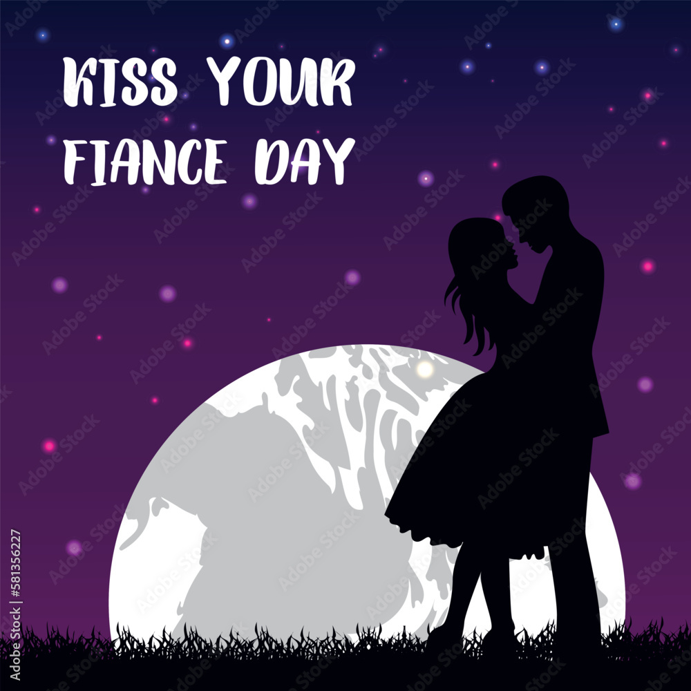 Kiss Your Fiance Day . Design suitable for greeting card poster and banner Kiss Your Fiance Day . Design suitable for greeting card poster and banner