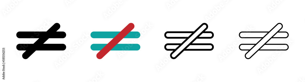 Not equal to vector icons collection. Trendy not equal to vector signs Not equal to vector icons collection. Trendy not equal to vector signs