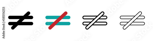 Not equal to vector icons collection. Trendy not equal to vector signs