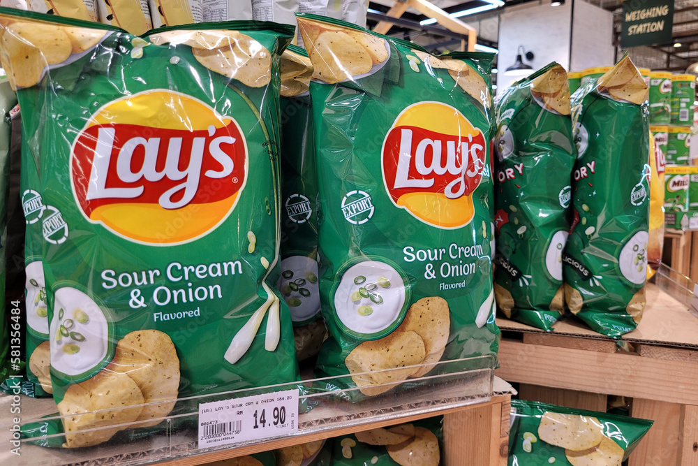 Kuala Lumpur, Malaysia 12 Mar 2023 Various flavoured of lay's potato