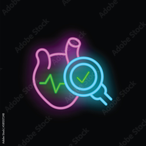 Heart treatment icon outline vector. Cardiac surgery. Medical clinic neon color isolated on black