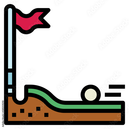mini golf course filled outline icon style