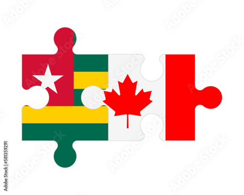 Puzzle of flags of Togo and Canada, vector