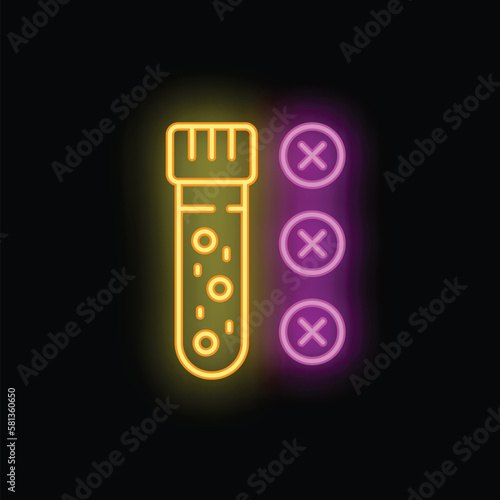 Test tube icon outline vector. Heart surgery. Hospital medicine neon color isolated on black