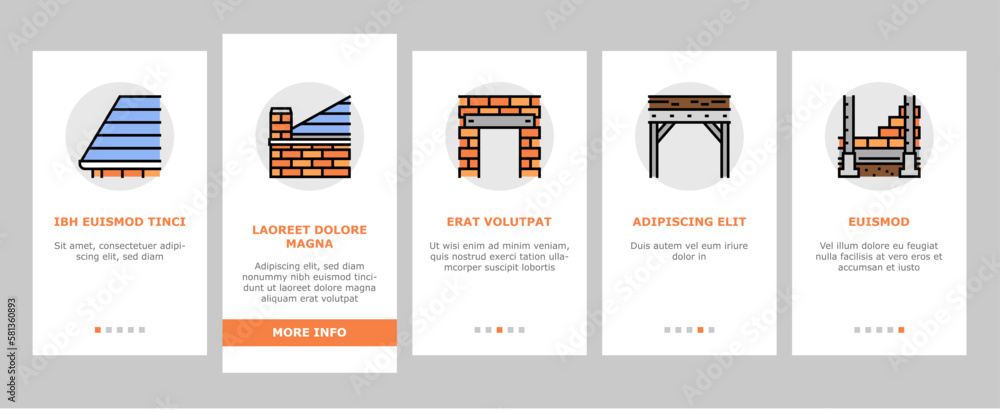 building house structure onboarding icons set vector