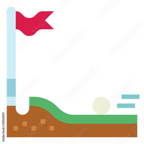 mini golf course flat icon style