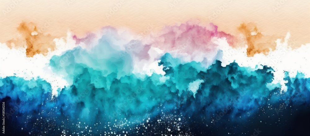 Obraz premium Watercolor sea beach , watercolor illustration on white background, ai generated