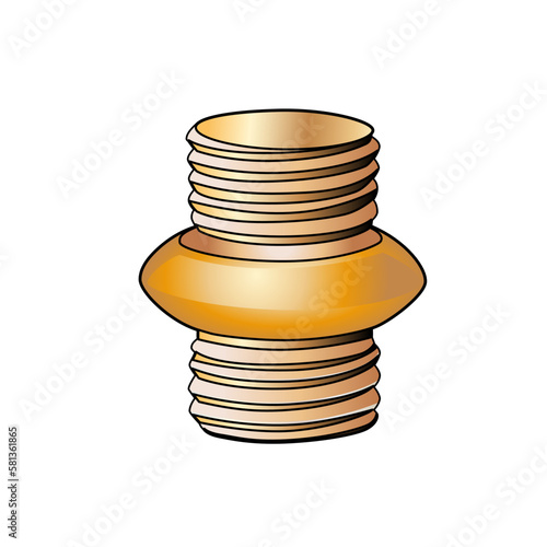 Transfer adapter with o ring bulkhead coupling braze tubing connector with thread vector illustration clip art