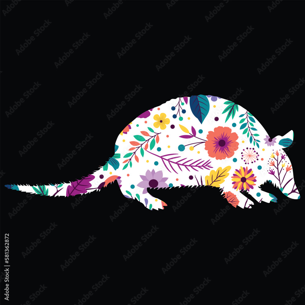 Armadillos Vector, Armadillos Flower Pattern vector, cute Armadillos