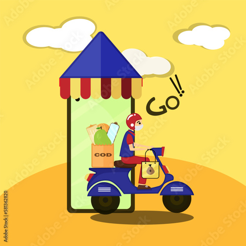 delivery food online shop  colorful object  High resolution