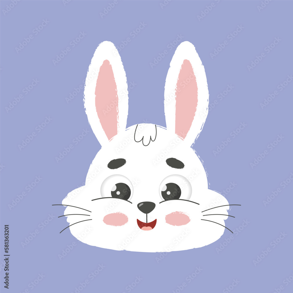 Cute happy easter bunny smiling head. Rabbit character. Cartoon vector illustration. Cute happy easter bunny smiling head. Rabbit character. Cartoon vector illustration.