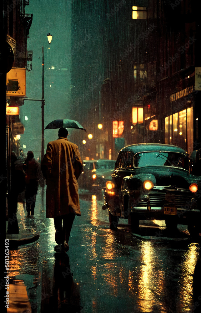 New york city street scene on rainy day hi-res stock photography and images  - Alamy