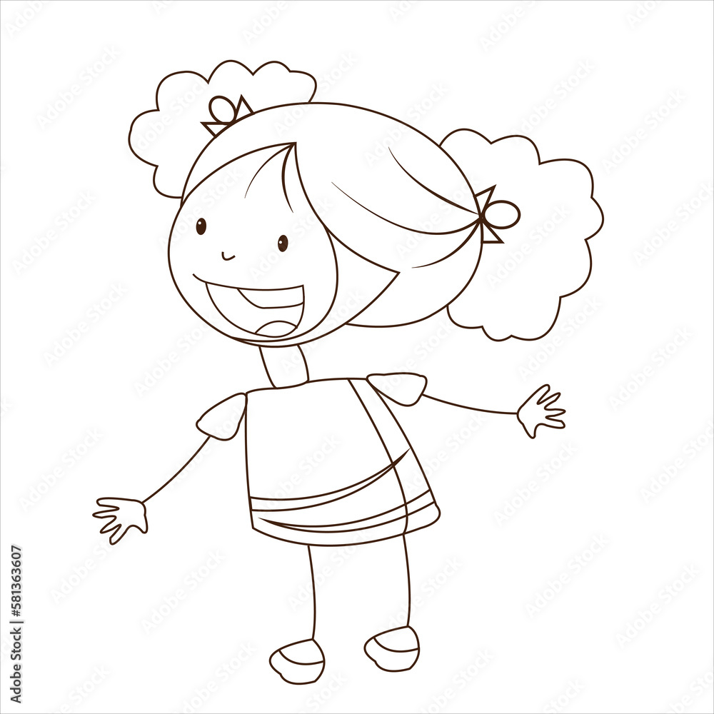 Vector cute girl of a simple cartoon illustration art. Vector cute girl of a simple cartoon illustration art.