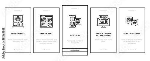 chat bot robot service online onboarding icons set vector