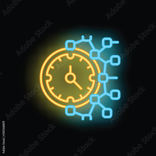 Compass virtual travel icon outline vector. Online tour. Reality space neon color isolated on black