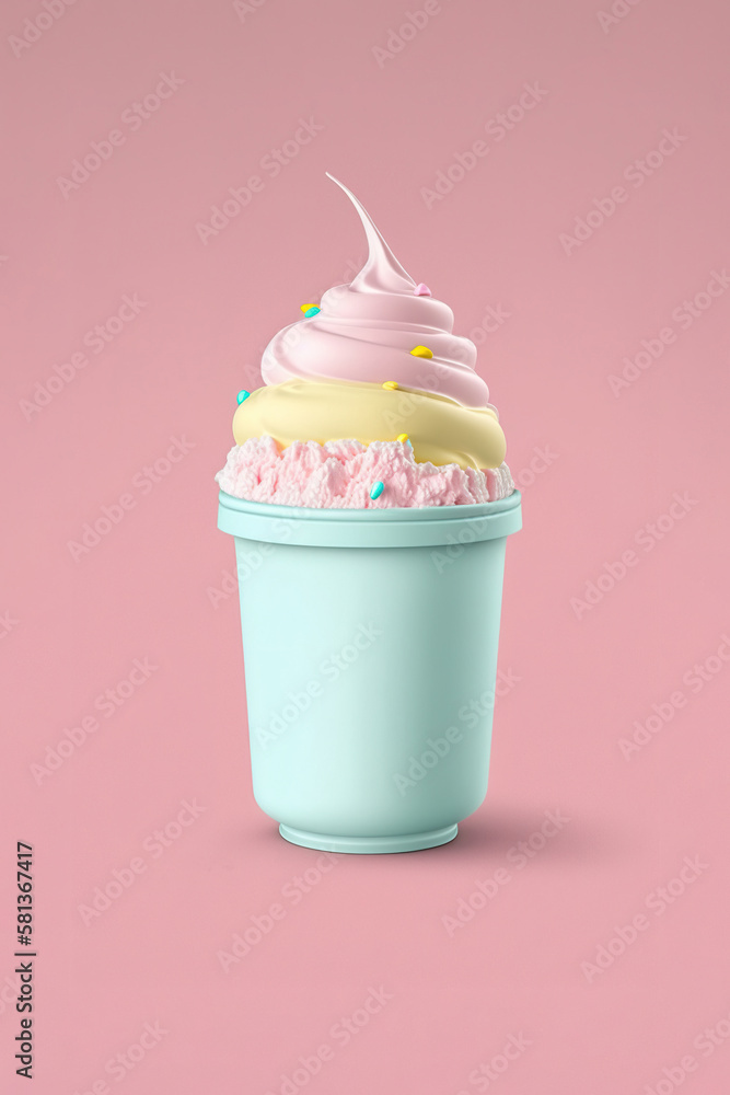 Ice cream with cup mockup design. Created with Generative AI Technology Ice cream with cup mockup design. Created with Generative AI Technology