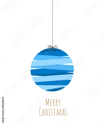 Blue christmas ball with ribbon
