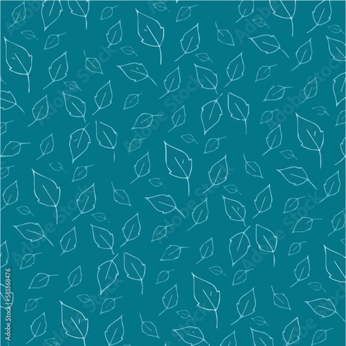 seamless leaf hand-drawn pattern on green background design for carpets, wallpapers, clothes, wraps, fabrics, covers, etc.