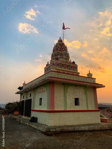 The holy Hanuman temple Dhabyacha maruti mandir on the beautiful Sajjangad fort. photo