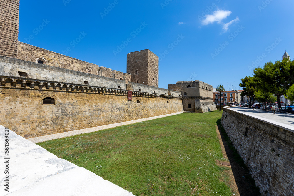 BARI, ITALY, JULY 9, 2022 - View of the swabian castle of Bari, Apulia, Italy