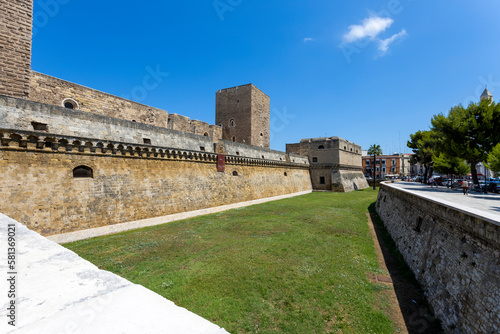 BARI, ITALY, JULY 9, 2022 - View of the swabian castle of Bari, Apulia, Italy