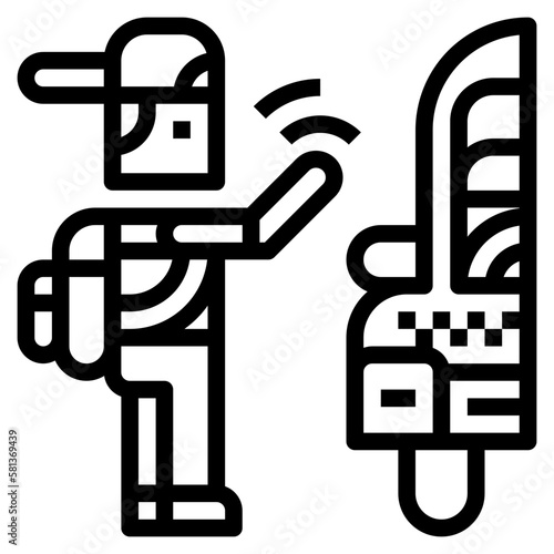 hail a taxi line icon style