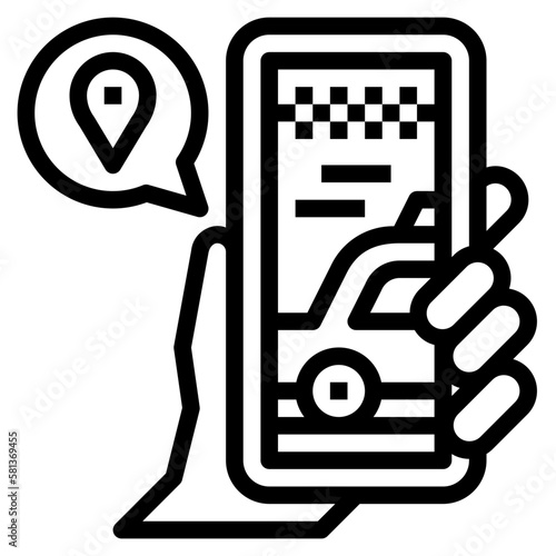hail a taxi line icon style