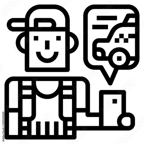 hail a taxi line icon style