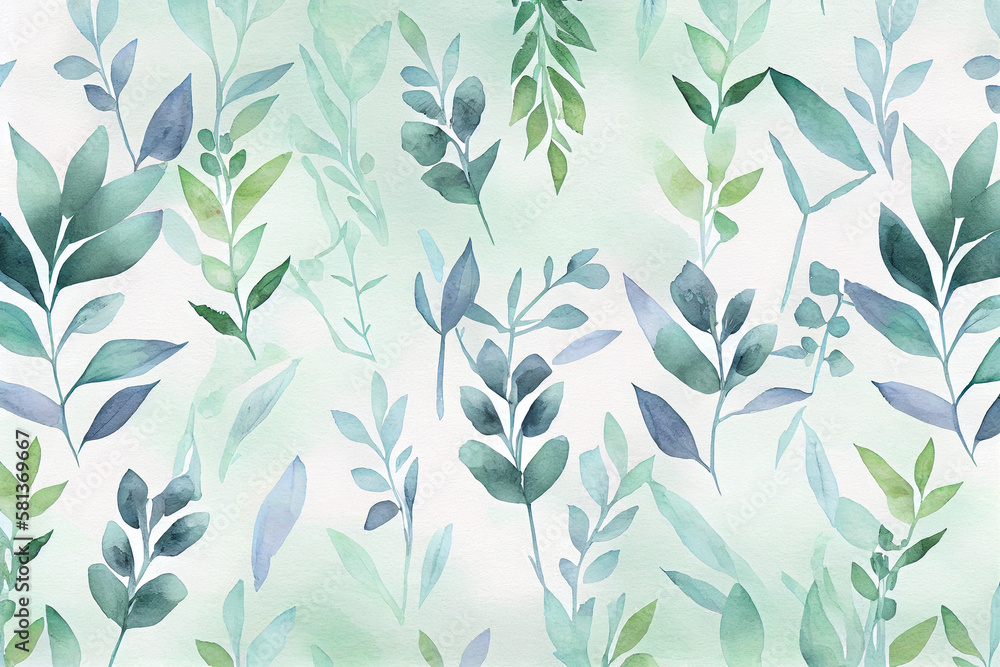 Botanical watercolor wallpaper pattern. generative ai Botanical watercolor wallpaper pattern. generative ai