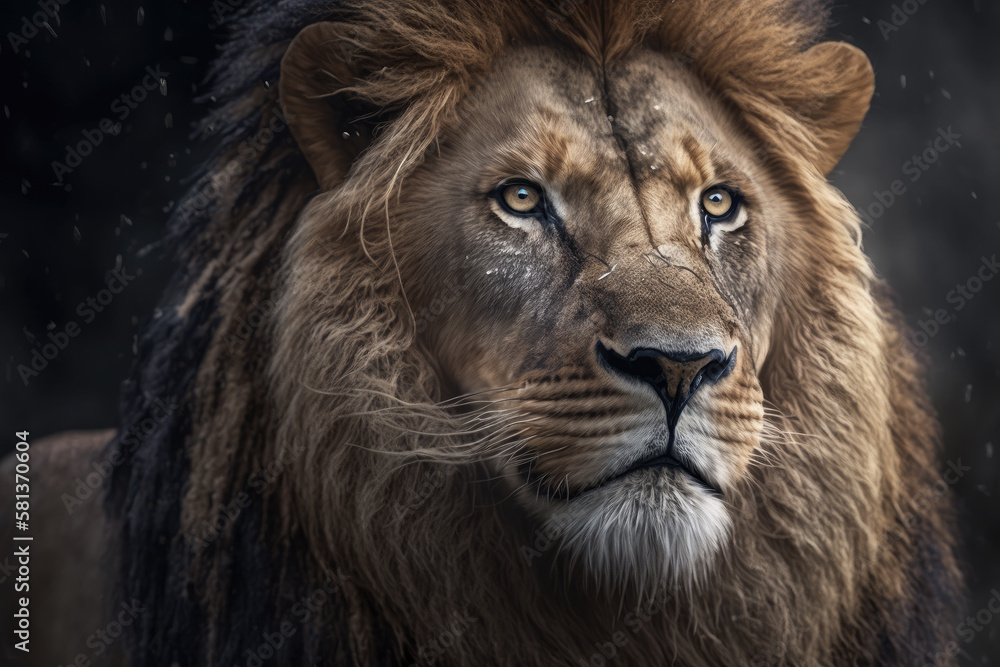 portrait of a lion created with Generative AI technology