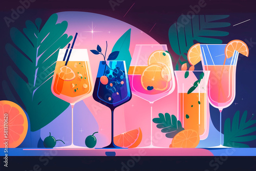 festive party cocktail drink. banner  menu  card  poster. Generative AI
